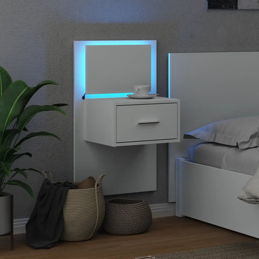 Comodino a Parete con Luci LED Bianco 848157