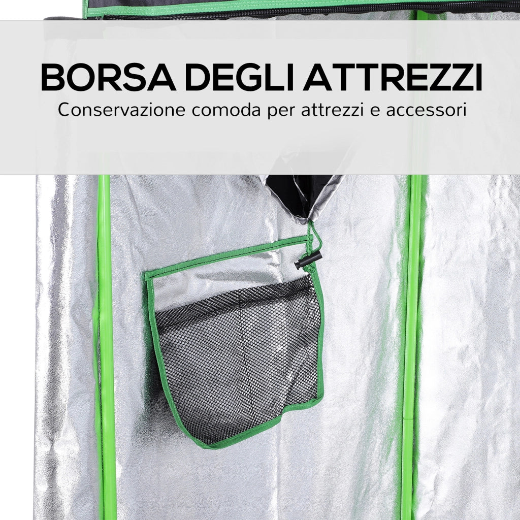 Serra Idroponica in Mylar con Prese d'Aria Regolabili per Coltivazione da Interno, 120x60x150cm, Nero
