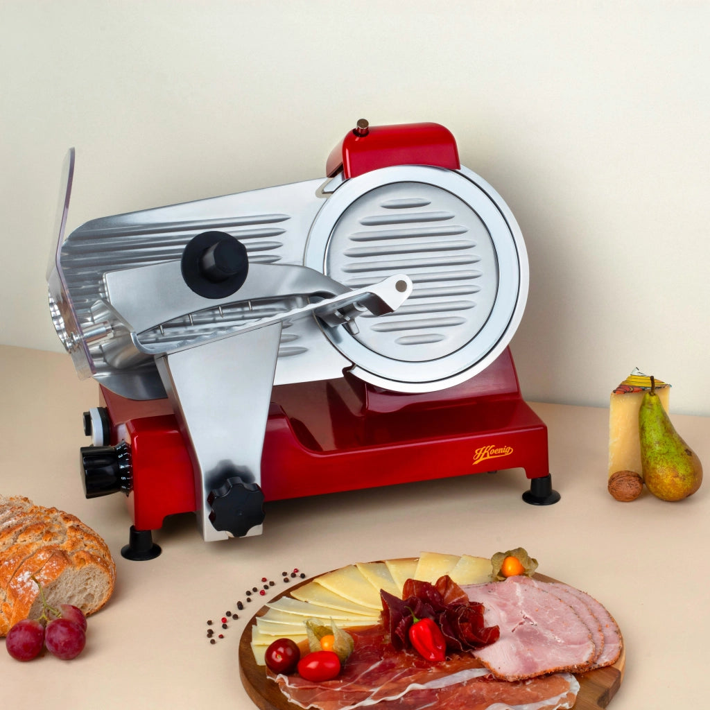 Affettatrice con lama in acciaio inox made in Italy 22cm MSX224 di H.Koenig rossa