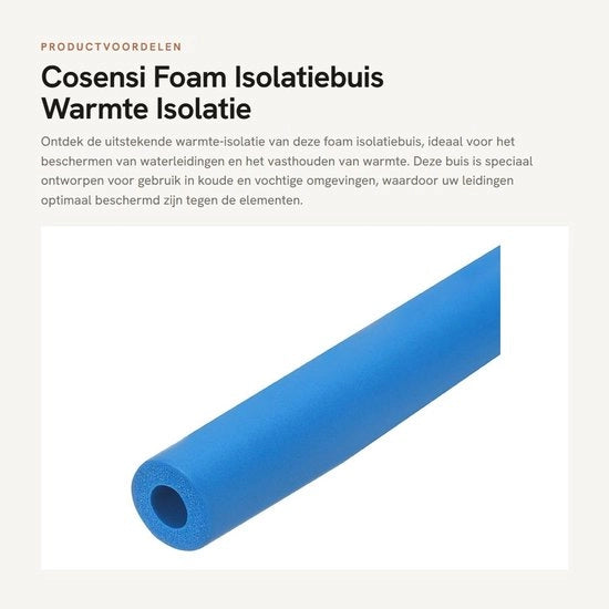Tubo di isolamento termico - 10mm di diametro interno - 20mm di diametro esterno - 0.5m di lunghezza - resistentente agli urti in gomma