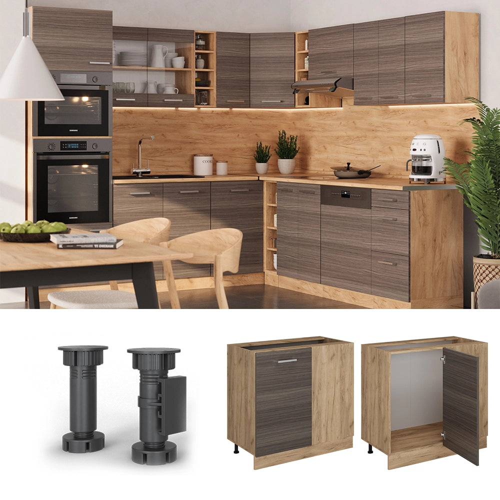 Vicco Mobile ad angolo cucina Grigio nobile 86 cm , PL Rovere