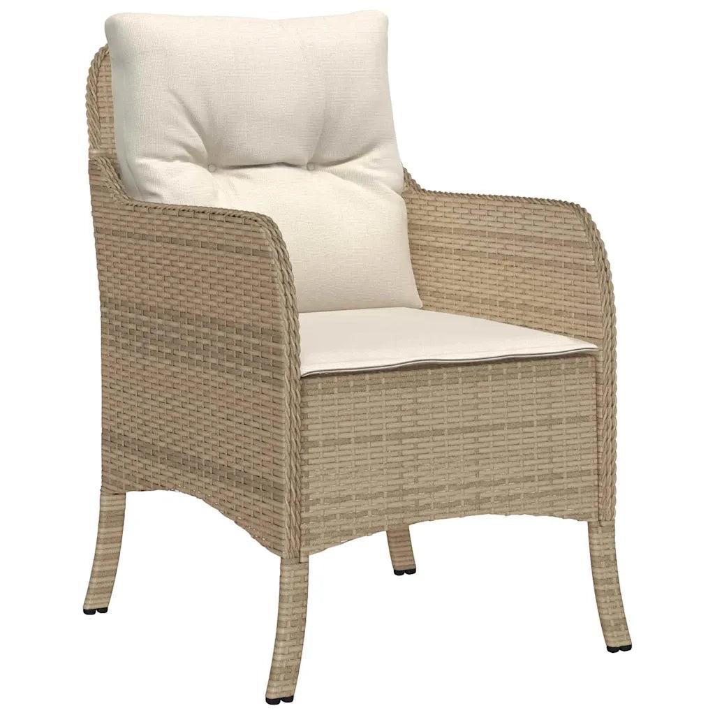 Set da Pranzo per Giardino con cuscino 7 pcs Beige polyrattan