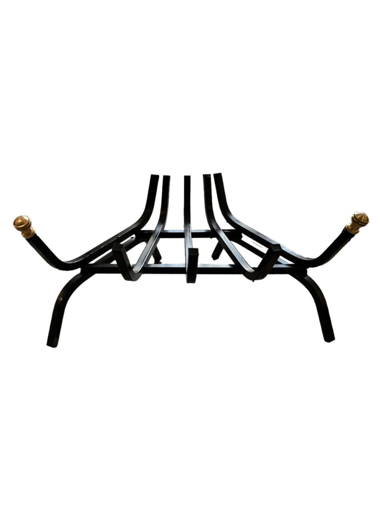 BRUCIALEGNA ANGOLARE CON POMELLI IN OTTONE IN FERRO BATTUTO VERNICIATO 40 CM