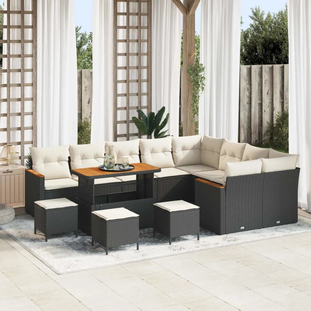 Set Divano da Giardino 13 pcs Nero polyrattan 3362960