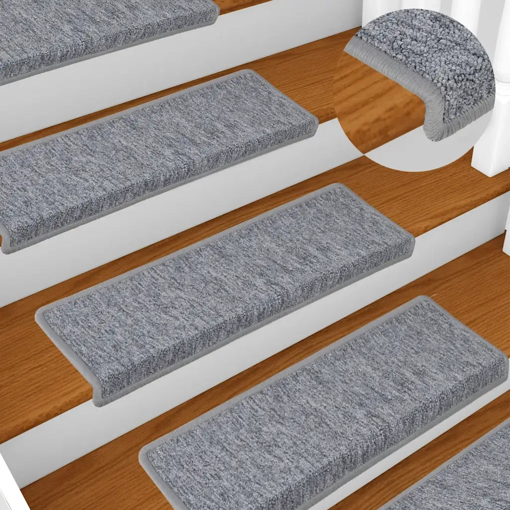 Tappetini per scale 30 pz 65x21x4 cm Grigio chiaro Bordo rettangolare 3365778