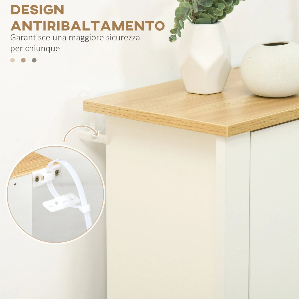 Scarpiera Moderna con 2 Cassetti Regolabili ¨C Minimal ¨C Bianco Legno 72x26x80 cm