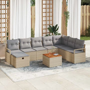 Set Divano da Giardino con cuscino 9 pcs Beige polyrattan 3359553