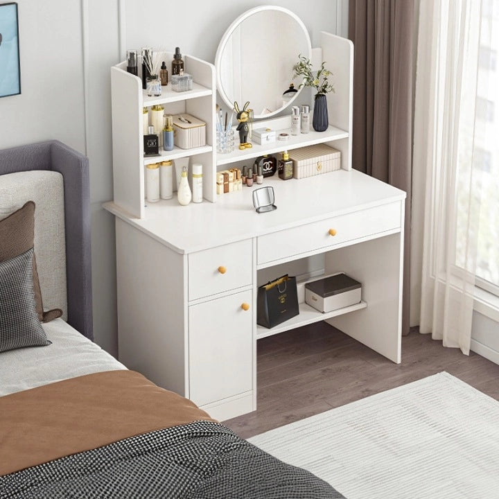 Toilette con specchio e cassetti bianca loft
