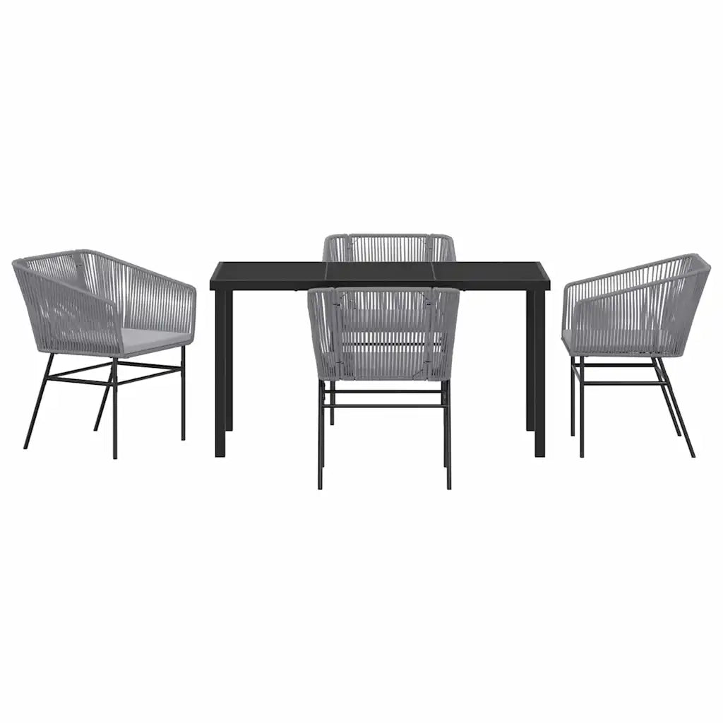 Set da Pranzo per Giardino con cuscino 5 pcs Grigio