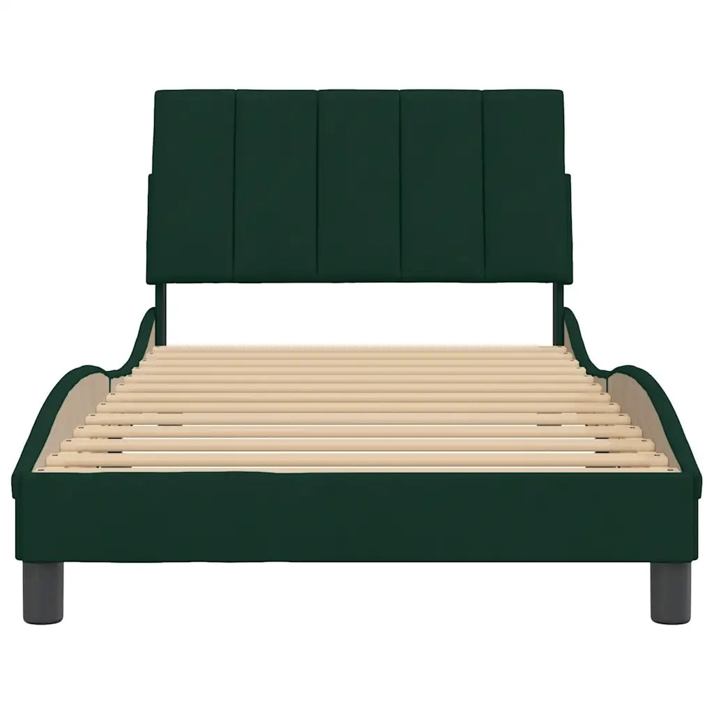 Letto singolo | Letto per adulti | Giroletto senza Materasso Hanko Verde Scuro 100x200 cm in Velluto
