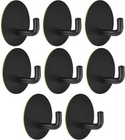Haken Autoadesivi - Acciaio Inossidabile - Per Cucina, Bagno, Ufficio - 8 Pezzi - Nero