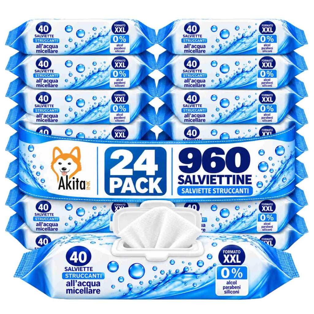 Akitaink 24 Confezioni Salviettine Struccanti Micellari 960 Pz