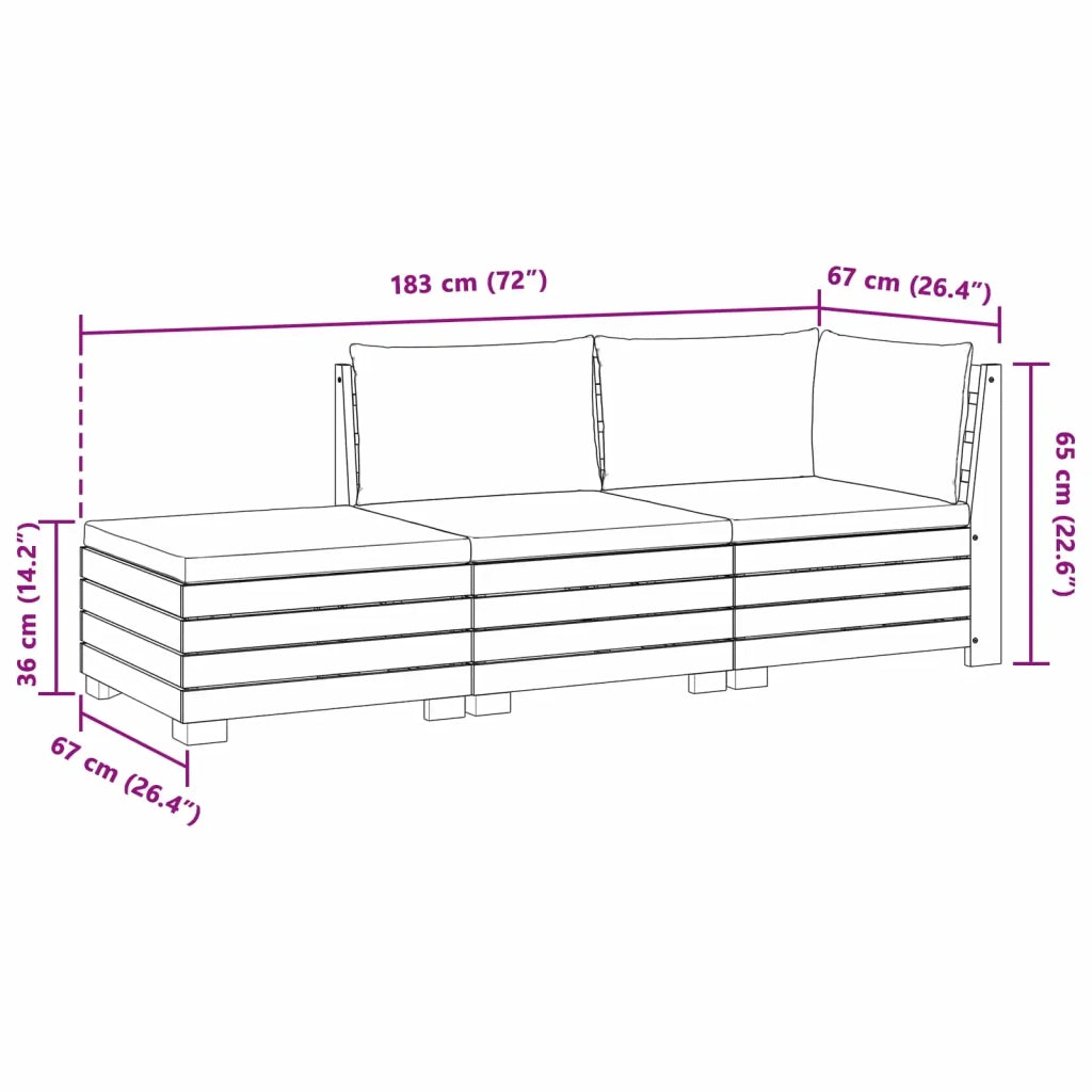 Set di divani da esterno con cuscino 3 Pezzo Marrone 3403118