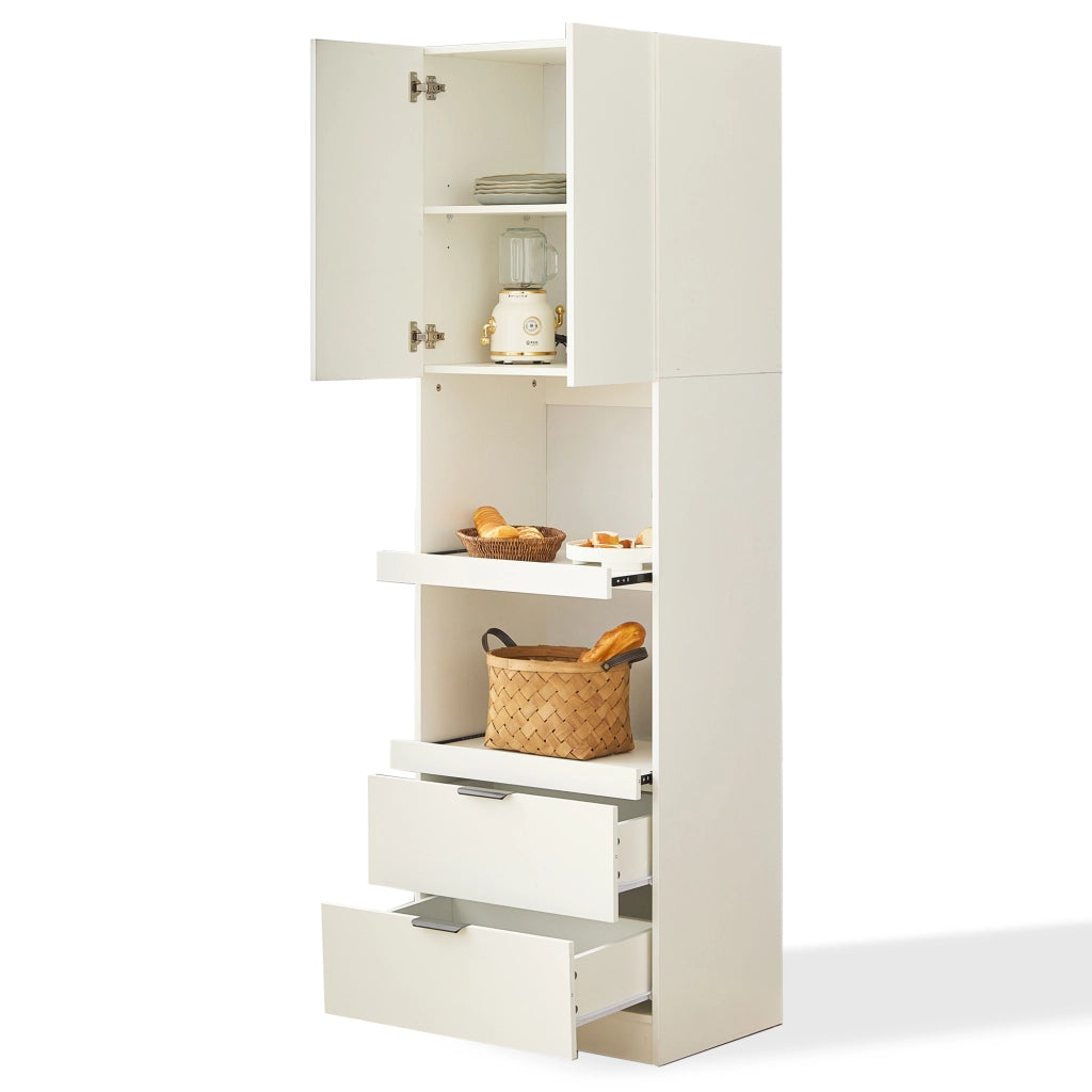 Armadio Multiuso con Ante, Cassetti e Ripiani ¨C Xylo ¨C Bianco, 200 cm