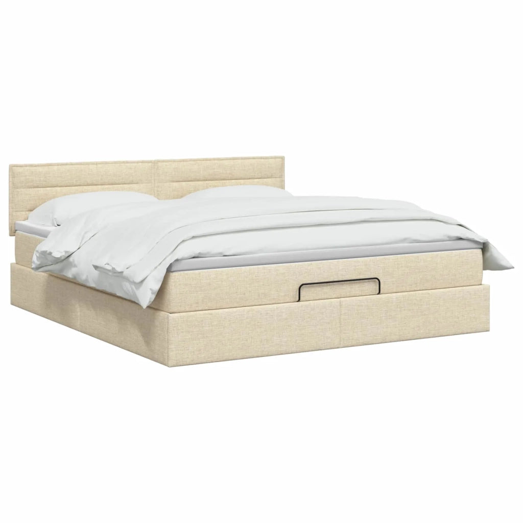 Letto ottomano con materasso Crema 140 x 200 cm Tessuto 3456252