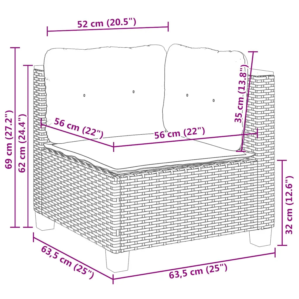Set Divano da Giardino 10 pz con Cuscini Beige in Polyrattan 3262045