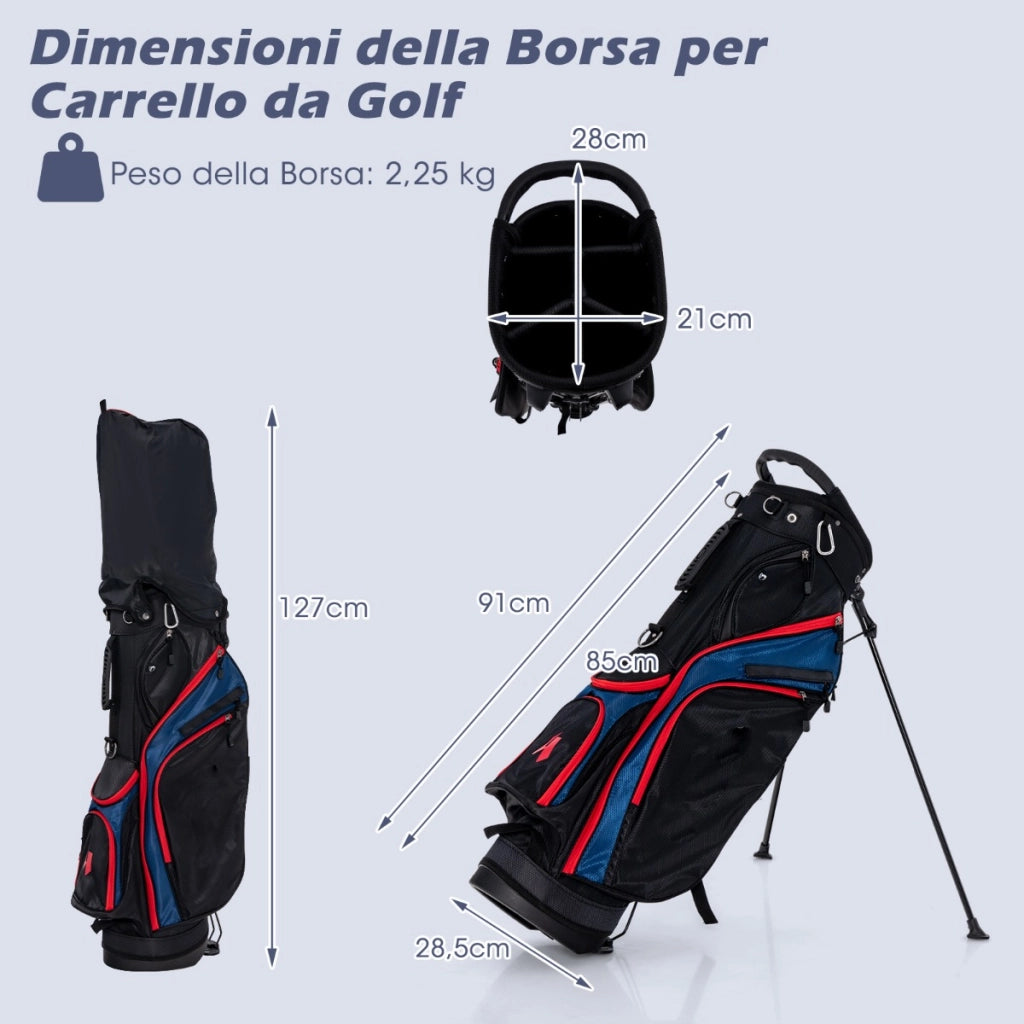 Set completo di mazze da golf per uomo, Set pacchetto mazze da golf con driver 1 da 460cc fairway 3 ibrido 5 Blu