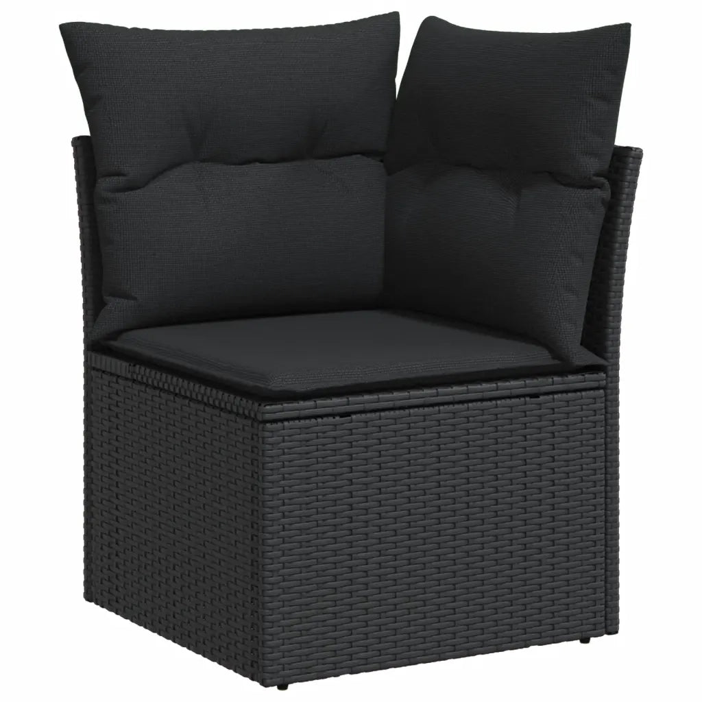 Set Divani da Giardino 9 pz con Cuscini Nero in Polyrattan 3227931