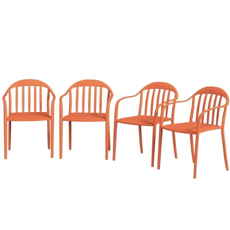 OKWISH Set da 4 Sedie da Giardino Impilabili con Braccioli e Schienale, per Terrazza e Balcone, Plastica Rossa