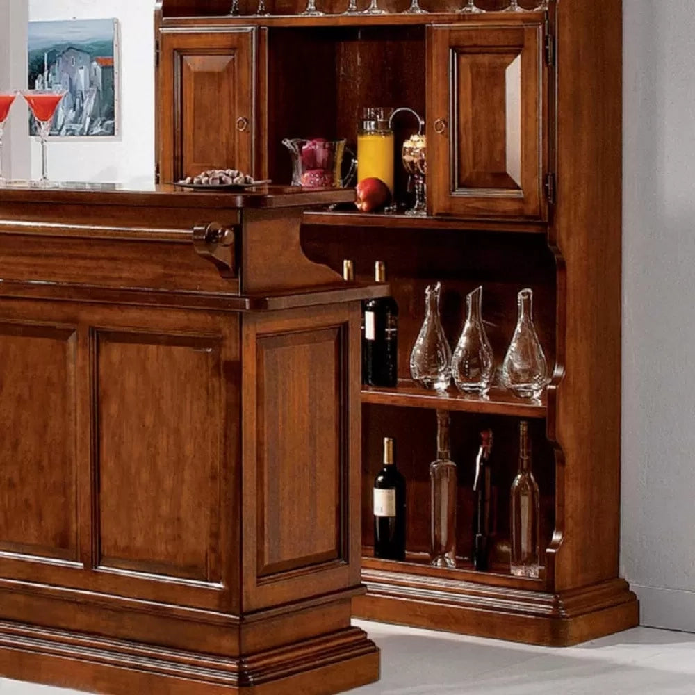 Mobile bar classico arte povera  in legno di pioppo tinta noce (1223+1224) - Mobili 2G