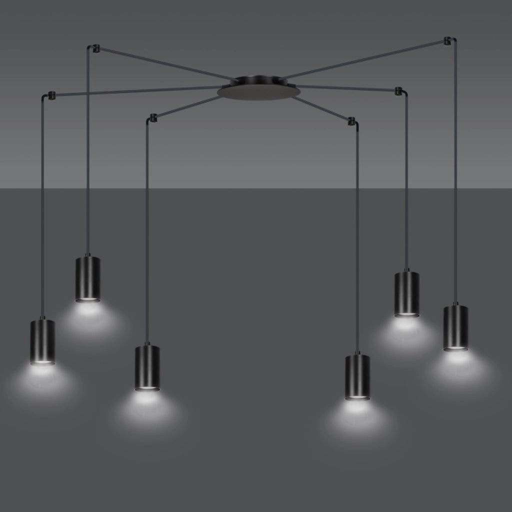 Lampadario Emibig Traker nero 6xGU10 regolabile 300cm