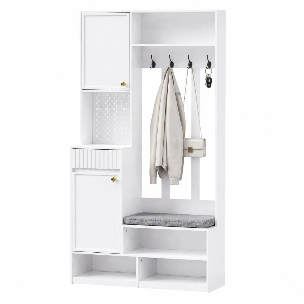 Mobile ingresso 6 in 1 con panca e cassetti bianco