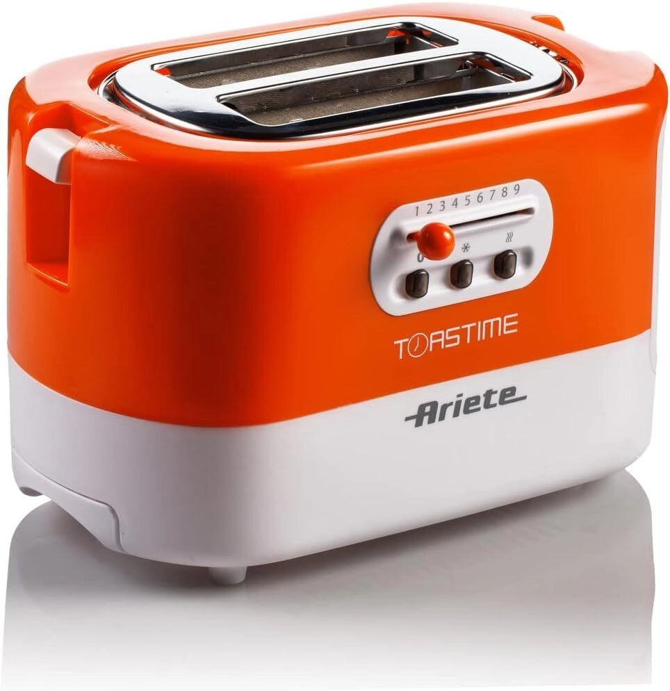 Ariete 159 Toastime Tostapane con Pinze 2 Fette 9 Livelli di Doratura 700 W colore Arancione