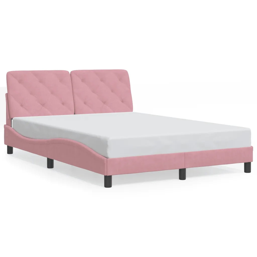 Giroletto con LED senza Materasso Rosa 140x190 cm in Velluto 3213854
