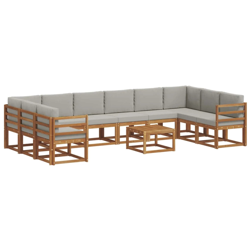 Set di divani da esterno 11 pcs Grigio Naturale e Chiaro 3367074