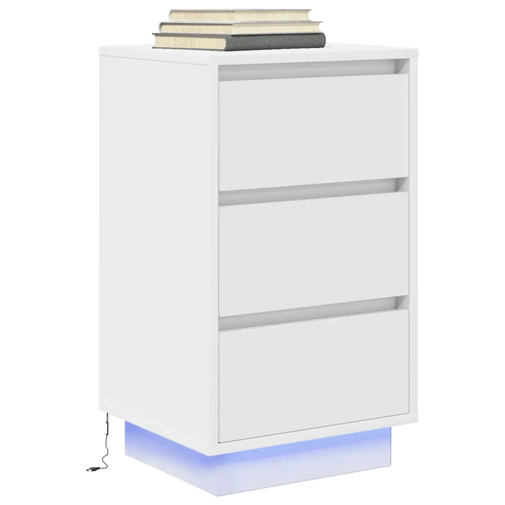 Comodini | Armadio da Notte | Mobiletto da notte con Luci LED Bianco 38x34x65 cm