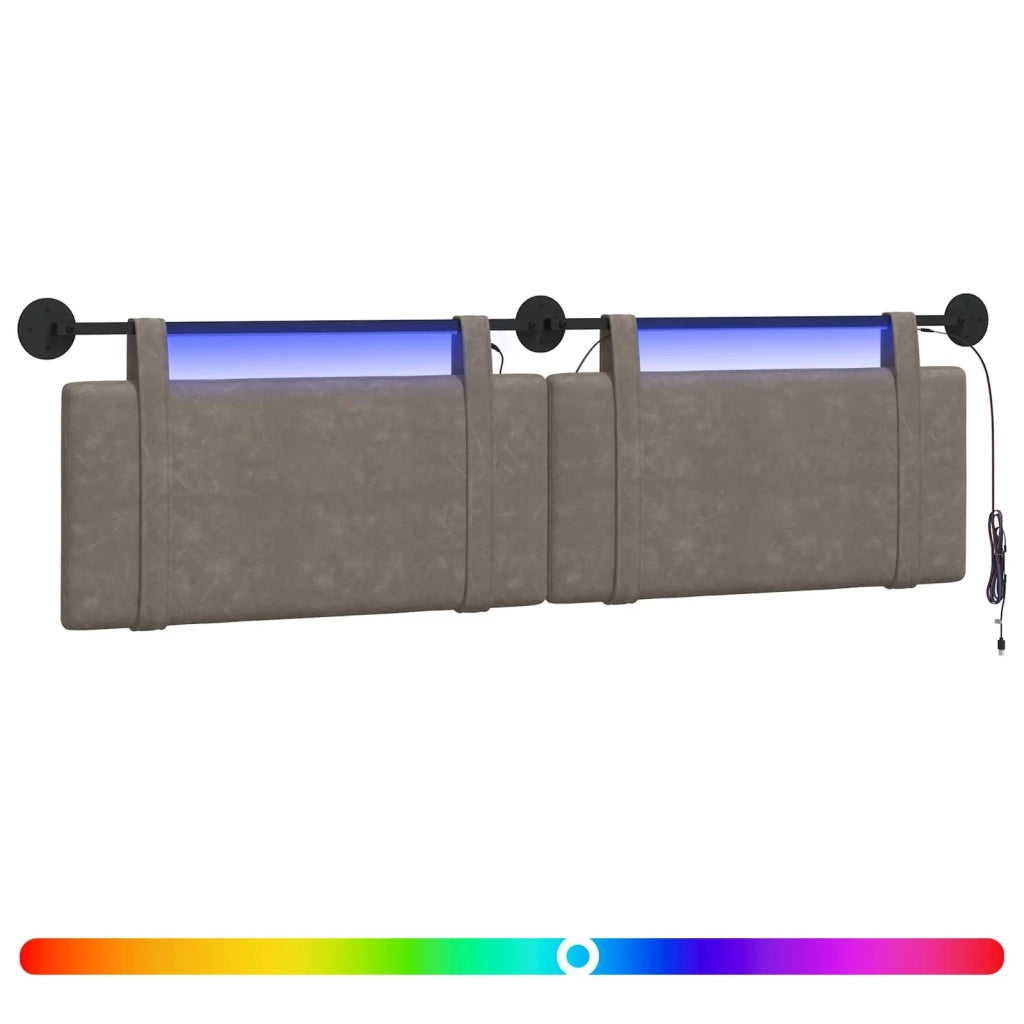 Testiera sospesa Con luce LED Grigio PU Antico 3423981