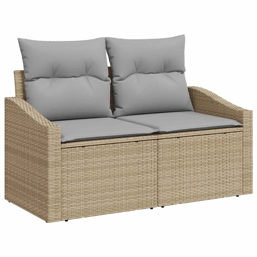 Set di divani con cuscino con archiviazione Beige polyrattan 3359259