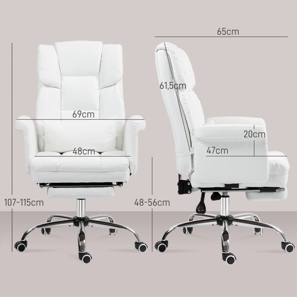 Sedia da Ufficio Ergonomica ¨C zephmum ¨C Bianco, Schienale Regolabile, Altezza 48-56 cm