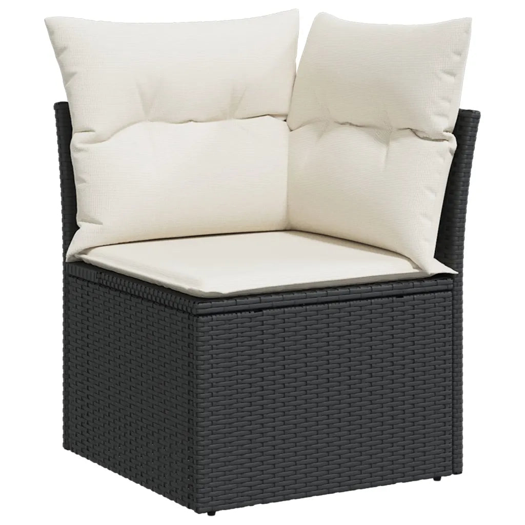 Set Divano da Giardino 6 pz con Cuscini Nero in Polyrattan 3222605