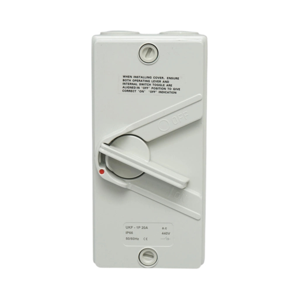 Interruttore sezionatore ON/OFF 1P, 440 V CA, 20 A con protezione IP66