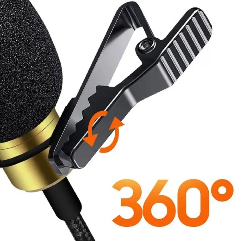 Trade Shop - Microfono Lavalier Usb-c Suono Omnidirezionale A 360° Cavo Da 2 Metri Tpc3539m -