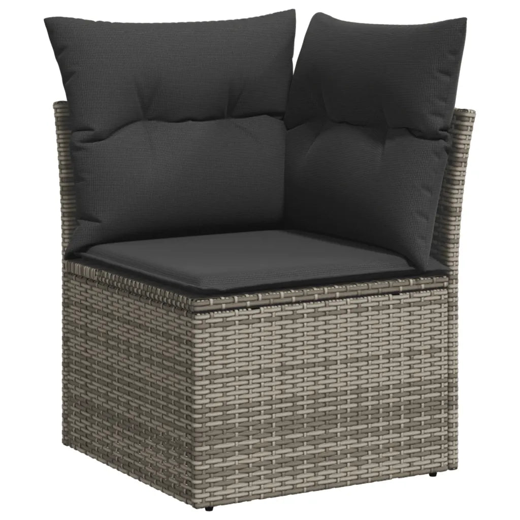 Set Divano da Giardino 9 pz con Cuscini Grigio in Polyrattan 3220449