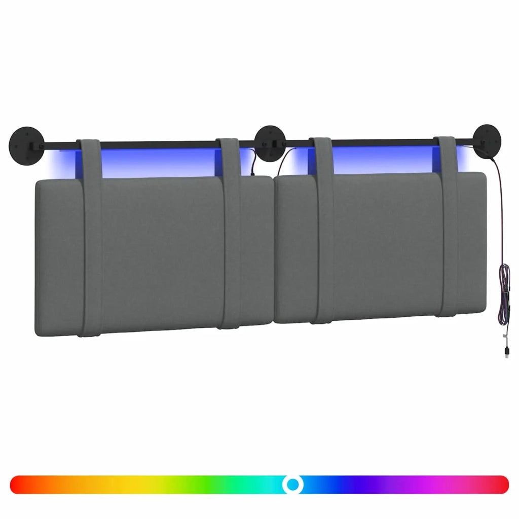 Testiera sospesa Con luce LED Grigio Scuro Tessuto 3423908