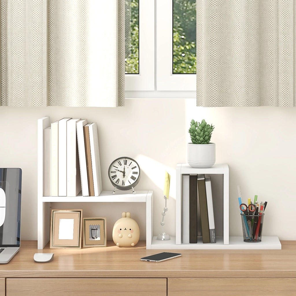 Scrivania modulare con scaffale ¨C zephmum ¨C bianco 2 pezzi MDF