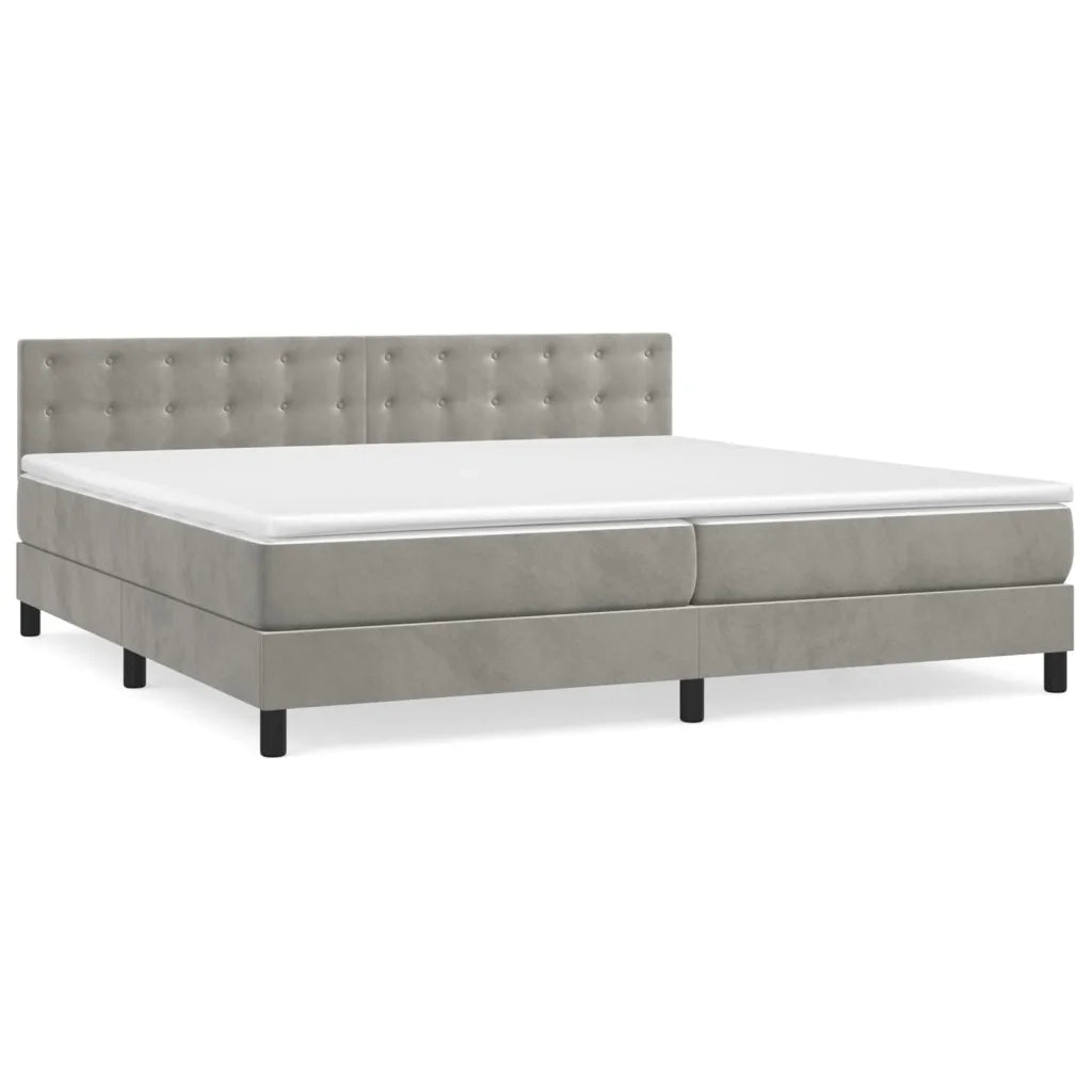 Giroletto a Molle con Materasso Grigio Chiaro 200x200cm Velluto 3141563