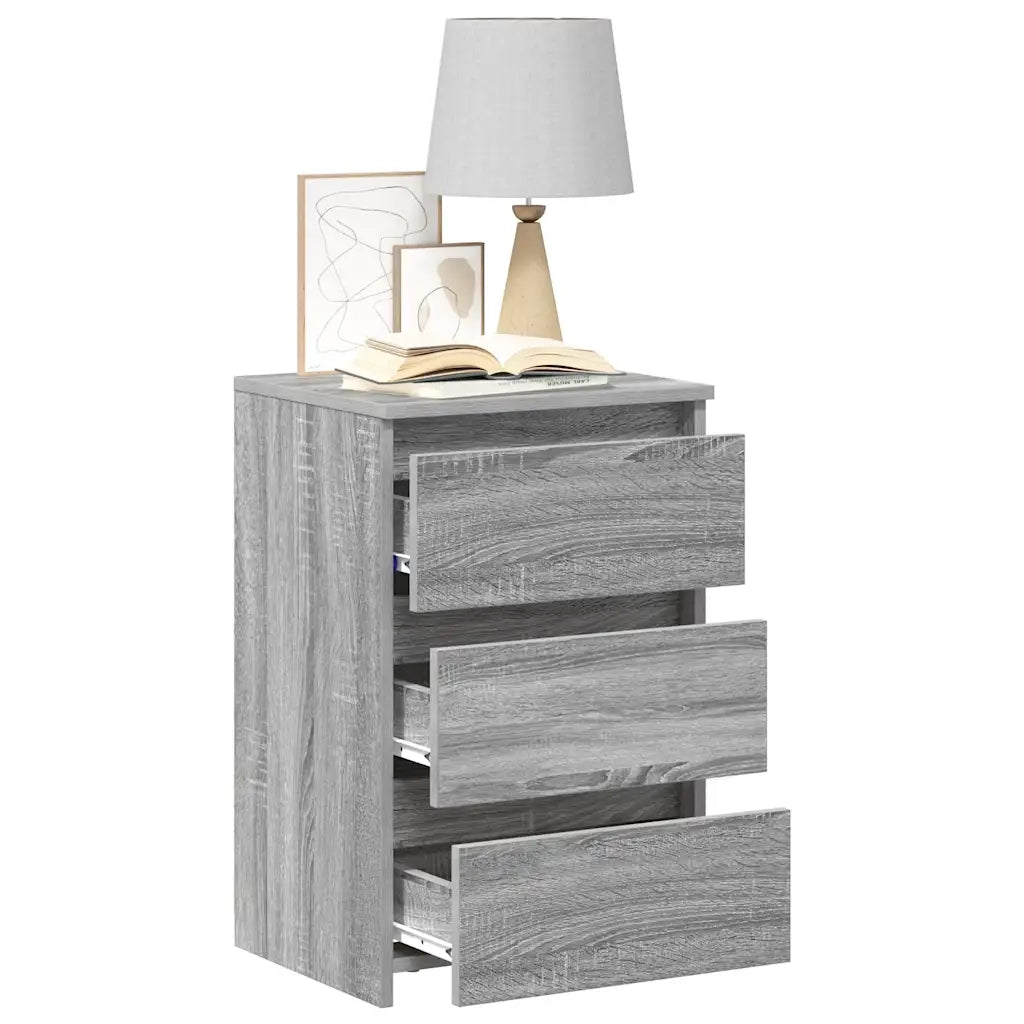 Set di 2 Comodini | Armadio da Notte | Mobiletto da notte Grigio Sonoma 40x35x62,5 cm in Legno Multistrato