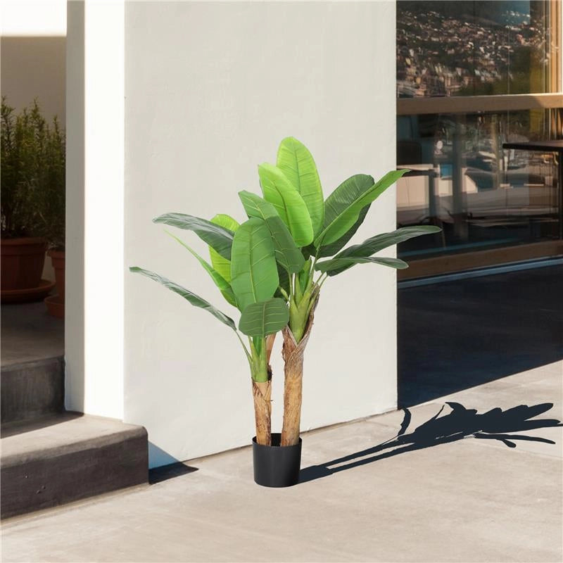 PIANTA ARTIFICIALE DI BANANO ALTA 120 CM CON VASO INCLUSO PER INTERNI VERDE