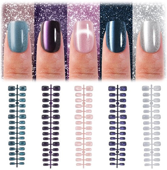 Nageli per unghie 3D Cat Eye - 15 Diverse Misure - Adesivi Autoattaccanti - Ideali per Saloni - Utilizzo DIY - Cinque Colori - Articoli per unghie