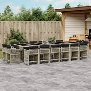 Set da Pranzo da Giardino 17pz con Cuscini Grigio in Polyrattan 3211787