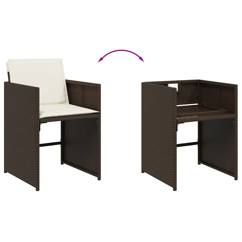 Set da Pranzo da Giardino 17 pz con Cuscini Marrone Polyrattan 3211245