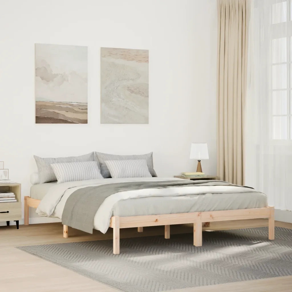 Letto matrimoniale | Letto per adulti | Letto Extra Lungo senza Materasso 140x210 cm in Legno di Pino
