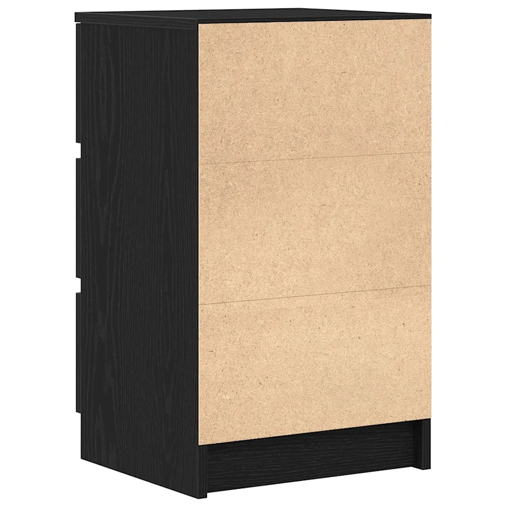 Set di 2 Comodini | Armadio da Notte | Mobiletto da notte con 3 Cassetti Nero 39x35x65 cm
