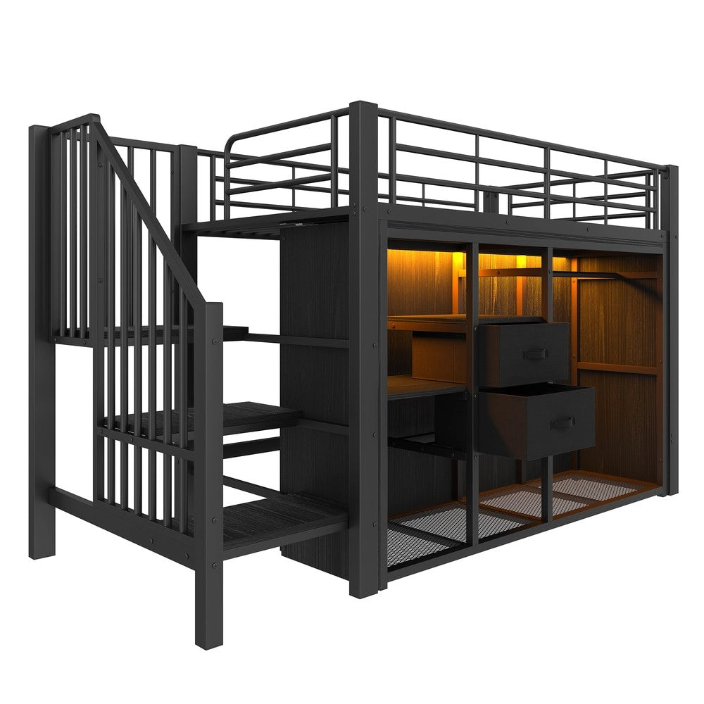 Letto Contenitore con LED e Cassetti ¨C MINIMAL ¨C Nero 90x200