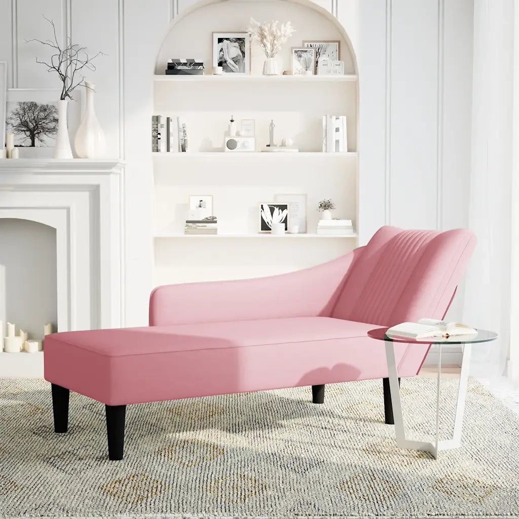 Sdraio con Bracciolo Destro in Velluto Rosa CFW4036561