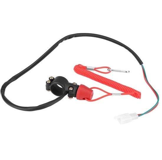 Intermittente 22 mm 7/8" per motocicletta, barca, motore fuoribord - con cavo di sicurezza (nero + rosso)